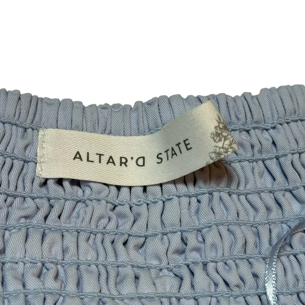 Altar'd State‎ Light Blue Bubble Hem Skirt Women's L Elastic Waist Pockets